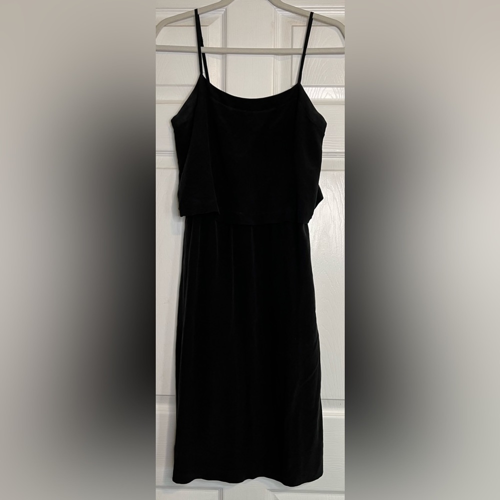 Madewell black two tier spaghetti strap midi dress